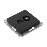 Механизм розетки EKF TV+RJ45 (cat5) Эпика черный
