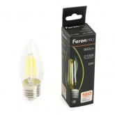 Лампа филаментная светодиодная свеча Feron PRO LB-1206 C35 6W 2700K 175-265V E27 960Lm теплый свет