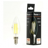 Лампа филаментная светодиодная свеча Feron PRO LB-1206 C35 6W 4000K 175-265V E14 980Lm холодный свет