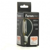 Лампа светодиодная филаментная шарик Feron PRO LB-1706 G45 6W 4000K 175-265V E27 980Lm холодный свет
