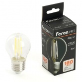 Лампа светодиодная филаментная шарик Feron PRO LB-1706 G45 6W 4000K 175-265V E27 980Lm холодный свет