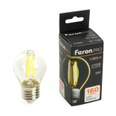 Лампа светодиодная филаментная шарик Feron PRO LB-1708 G45 8W 2700K 175-265V E27 1280Lm теплый свет