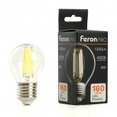 Лампа светодиодная филаментная шарик Feron PRO LB-1708 G45 8W 4000K 230V E27 1300Lm холодный свет