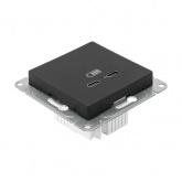 Механизм зарядной розетки EKF 2хUSB тип C Эпика черный