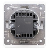 Перекрестный выключатель одноклавишный с подсветкой Kranz Miele Round 10А с рамкой перламутр