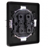 Переключатель двухклавишный Kranz Miele Round 10А с рамкой оникс