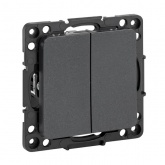 Механизм выключателя 2-клавишного EKF 10А Стокгольм черный