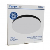 Светильник светодиодный накладной Feron AL1600 72W 3000K-6400K 5760Lm IP44 черный, круглый