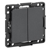 Механизм переключателя 2-клавишного EKF 10А Стокгольм черный