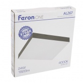 Светильник светодиодный накладной Feron AL267 24W 4200K 1920Lm IP44 черный, квадратный