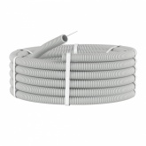 Труба гофрированная ПВХ DKC 25 мм гибкая лёгкая с протяжкой серая [бухта 50м] (гофра для кабеля)