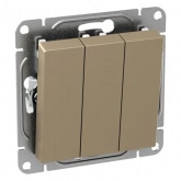 Механизм выключателя 3-клавишного EKF 10А Эпика шампань