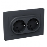 Двойная розетка EKF 2х2P+E 16А с рамкой Эпика графит