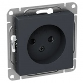 Механизм розетки EKF 2P без заземления 16А с защитными шторками Эпика графит
