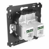 Компьютерная розетка RJ-45 в стену DKC Avanti кат.5e двойная, белое облако