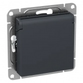 Механизм розетки EKF 2P+E 16А с защитными шторками с крышкой IP44 Эпика графит