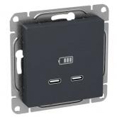 Механизм зарядной розетки EKF 2хUSB тип C Эпика графит