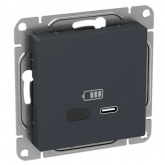 Механизм зарядной розетки EKF USB тип C быстрая зарядка Эпика графит