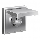 Розетка Systeme Electric ArtGallery 2P+E 16А со шторками и крышкой IP44 алюминий