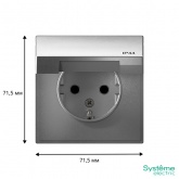 Розетка Systeme Electric ArtGallery 2P+E 16А со шторками и крышкой IP44 алюминий