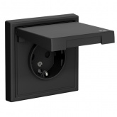 Розетка Systeme Electric ArtGallery 2P+E 16А со шторками и крышкой IP44 карбон