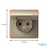 Розетка Systeme Electric ArtGallery 2P+E 16А со шторками и крышкой IP44 шампань