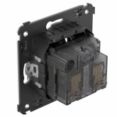 Розетка в стену DKC Avanti 2P+E со шторками черный квадрат