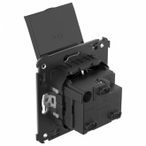 Розетка с крышкой в стену DKC Avanti 2P+E со шторками черный квадрат