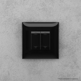 Выключатель двухклавишный в стену DKC Avanti, черный квадрат