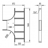 Т-ответвитель DKC для лестничного лотка 80х500 R300 с крепежом
