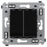 Переключатель двухклавишный в стену DKC Avanti, черный квадрат