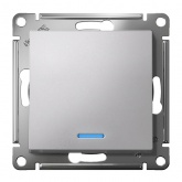 Одноклавишный выключатель с подсветкой SE AtlasDesign 10A, быстрозажимные клеммы, алюминий