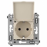 Розетка с крышкой в стену DKC Avanti 2P+E со шторками ванильная дымка
