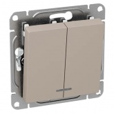 Механизм выключателя 2-клавишного EKF с подсветкой 10А Эпика кремовый