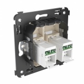 Компьютерная розетка RJ-45 в стену DKC Avanti кат.5e двойная, ванильная дымка