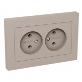 Двойная розетка EKF без заземления 2х2P 16А с рамкой Эпика кремовый