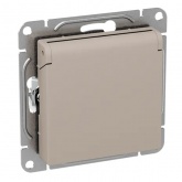 Механизм розетки EKF 2P+E 16А с защитными шторками с крышкой IP44 Эпика кремовый