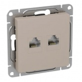 Механизм двойной компьютерной розетки EKF RJ45 кат.5 Эпика кремовый