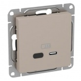 Механизм зарядной розетки EKF USB тип C быстрая зарядка Эпика кремовый