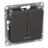 Механизм выключателя 2-клавишного EKF с подсветкой 10А Эпика мокко