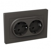 Двойная розетка EKF 2х2P+E 16А с рамкой Эпика мокко