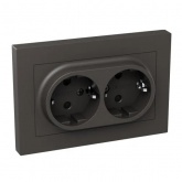 Двойная розетка EKF 2х2P+E 16А с защитными шторками с рамкой Эпика мокко