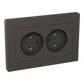 Двойная розетка EKF без заземления 2х2P 16А с рамкой Эпика мокко