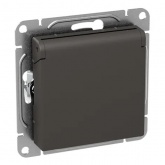 Механизм розетки EKF 2P+E 16А с защитными шторками с крышкой IP44 Эпика мокко