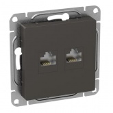 Механизм двойной компьютерной розетки EKF RJ45 кат.5 Эпика мокко