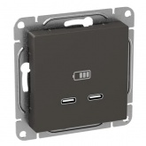 Механизм зарядной розетки EKF 2хUSB тип C Эпика мокко