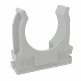 Держатель-клипса DKC для труб и гофры с защелкой 32 мм серый