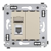 Телефонная розетка RJ-12 DKC Avanti в стену одинарная ванильная дымка