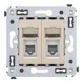 Телефонная розетка RJ-12 DKC Avanti в стену двойная ванильная дымка