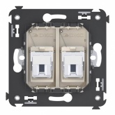 Телефонная розетка RJ-12 DKC Avanti в стену двойная ванильная дымка
